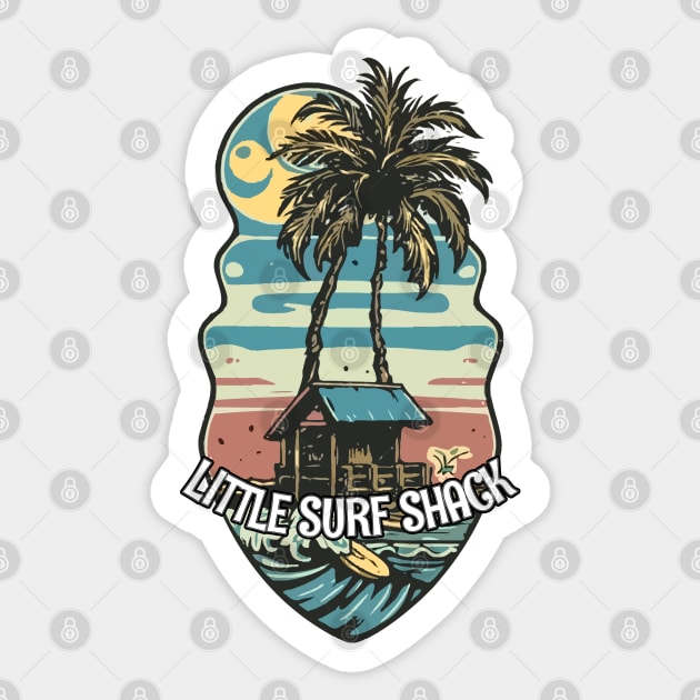 Surf Shack Vintage Retro Surfing Beach Sticker by Tezatoons